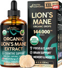 Lions Mane Liquid - Usda Certified Organic Lions Mane Supplement - Brain Support, Energy, Memory & Focus - Sugar & Alcohol-Free Lion'S Mane Mushroom Extract 72,000 Mg / Bottle - 4Fl Oz, 4 Month Supply
