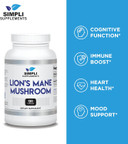 Lion'S Mane Mushroom Capsules | Organic Real Mushrooms Lions Mane Powder Supplement For Cognitive Function & Immune Support | Brain And Memory Booster | Vegan | 120 Capsules (2 Month Supply)