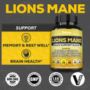 Lions Mane Supplement Capsules With Magnesium With Ashwagandha Root, Ginkgo Biloba, Rhodiola Rosea And Gotu Kola - 210 Vegan Capsules - Support Brain Health, Positive Mood & Energy Production