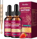 Liposomal Saffron Supplements - 88.5Mg Saffron Extract Liquid Drops With L-Theanine, Chamomile, Vitamin C, B6, B12 & D3 For Antioxidant, Immune, Mood, Energy, Focus & Sleep - 2 Fl Oz Strawberry Flavor
