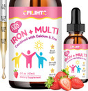 Liquid Iron Supplement For Kids, Women & Men - With Calcium, Zinc, Kids Multivitamin With Iron Drops - Immune Support, Blood Builder & Energy Support For Iron Deficiency, Anemia, Vegan 2 Fl Oz