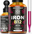 Liquid Iron Supplement For Women & Men With Vitamin B12 5000Mcg - Free Blood Builder For Anemia - Liquid Vitamin B12 Drops For Adults With Mct Oil, Natural Grape Flavor, 2 Fl Oz