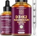 Liquid Vitamin D3 K2 10000Iu With Magnesium Glycinate 5Mg | Vit D3 K2 Drops For Adults | Mk7 Vitamin K2 100Mcg | Vitamin D3 + K2 Supplement For Men & Women | Gluten Free | Non-Gmo