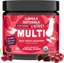 Llama Naturals Kids Multivitamin Gummies, Vegan, Organic With Vitamin D, C & K, Toddler Real Fruit Gummy Vitamins, Chewable Supplement, Whole Food Multivitamin, No Added Sugar Cane, Cherry, 90 Ct