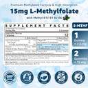 L-Methylfolate 15Mg & Methyl B12 Gummies, Methylated B1, B2, B6 Multivitamins - Active 5-Mthf & High Absorption - Supports Mthfr Gene, Cognition, Homocysteine Levels, Folate Metabolism, Vegan, 120 Cts