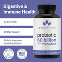 Luma Nutrition Probiotics 60 Billion Cfu With Prebiotics - Probiotics For Women And Men - Formulated For Digestive Enzyme Health - Vegan & Gluten-Free - 60 Capsules