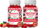 Lunakai Prenatal And Biotin Gummies Bundle - Pregnancy Multivitamin Gummy With Iron & Folic Acid - Hair Skin And Nails Growth Supplement With Vitamin C And E - 30 Days Supply