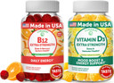 Lunakai Vitamin B12 And Vitamin D3 Gummies Bundle - 3000 Mcg B12 And 25 Mcg 1000 Ui Vit D3 - Gluten Free, No Corn Syrup, Organic, Non-Gmo, Plant Based Gelatin Free