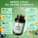 Lutein And Zeaxanthin Supplements - Advanced Areds 2 Eye Vitamins - Bilberry Supplement For Eyes, With Astaxanthin, Ginkgo Biloba, Sodium Hyaluronate - For Eye Health & Brain Support, 90 Capsules