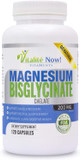 Magnesium Bisglycinate 200Mg 100% Chelated - Max Absorption & Bioavailability, Fully Reacted & Buffered, No Laxative Effect - Sleep, Energy, Leg Cramps, Headaches - Non-Gmo