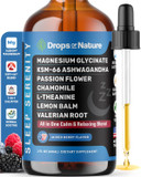 Magnesium Glycinate & Ashwagandha Liquid Drops With Valerian Root, Chamomile, Passion Flower, Lemon Balm & L-Theanine - Vegan Fast Absorption - Supplement For Wellness & Relaxation (Mixed Berry, 60Ml)