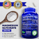 Magnesium Glycinate 200Mg - Usa Made Magnesium Supplement For Sleep, Heart, Bones, Metabolism Support - High Absorption Magnesium Bisglycinate Capsules - 120 Vegan Chelated Capsules