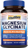 Magnesium Glycinate 420Mg With Vitamin D3 & B6 | Chelated & Buffered Magnesium Supplement | High Absorption For Calm, Mood, Sleep & Muscle Support, 120 Vegan Capsules, Non-Gmo