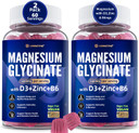 Magnesium Glycinate 500 Mg For Adults - Plus D3,B6 & Zinc - Magnesium Glycinate Gummies,High Absorption - Support For Relaxation,Brain,Bone & Immunity Health - Sugar Free - 120Cts