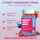 Magnesium Gummies 800Mg - Vitamin D3, C, B6, B12 & Zinc Complex With Magnesium Glycinate, Citrate & Malate, Magnesium Complex Gummies For Muscle, Mood & Energy, Vegan 120 Counts