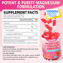 Magnesium L-Threonate Gummies 1000Mg, Magnesium Threonate Supplement For Kids & Adults, Muscle & Nervous System Support, Sugar-Free, Raspberry Flavor, 60 Count