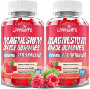 Magnesium Oxide Gummies 400Mg, Chewable Magnesium Oxide Supplement For Adults & Kids, Nerve & Muscle Support, Vegan, Raspberry Flavor, 60 Count