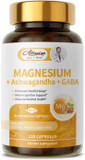 Magnesium Supplement + Ashwagandha & Gaba, Magneium Glycinate, Taurate, Malate Complex For Clam Sleep, Muscles Recovery, Nerves, & Energy Support, High Absorption Vegan, Non-Gmo - 120 Ct