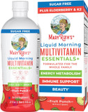 Maryruth Organics Liquid Morning Multivitamin Essentials+ | Vitamin A C D E B6 B12 Biotin Zinc, Mens Womens Multivitamin, Immune Support, Beauty | Sugar Free | Vitamins For Ages 1+ | Vegan | 32 Fl Oz
