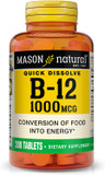 Mason Natural B,12 1000 Mcg Quick Dissolve, 300 Day Supply For Healthy Conversion Of Food Into Energy (3 Pack)