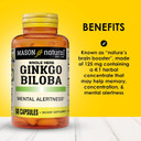 Mason Natural Ginkgo Biloba, 1 Month Supply, Helps To Improve Mental Alertness & Support Optimal Brain Function, 60 Capsules