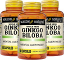 Mason Natural Ginkgo Biloba, 3 Month Supply, Helps To Improve Mental Alertness & Support Optimal Brain Function, 60 Capsules (3 Pack)