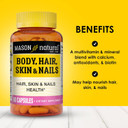 Mason Natural Hair, Skin & Nails Premium Beauty Supplement With Biotin & Vitamins A, C, E, And B-Complex, 60 Capsules
