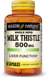 Mason Natural Milk Thistle 500 Mg - Support Healthy Liver Function, Cleanse And Detox, Herbal Dietary Supplement, 60 Capsules