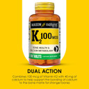 Mason Natural Vitamin K2 100 Mcg With Calcium, Supports Bone, Heart & Muscle Health, 100 Tablets