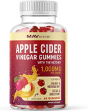 Mav Nutrition Organic Apple Cider Vinegar Gummies For Digestion, Detox & Immunity & Support With Acv | With The Mother, Vitamin B6, B12 & Folate | Vegan, 500Mg | 60 Ct