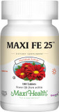 Maxi Health Iron Supplement For Women & Men - Gentle Iron 25 Mg For The Stomach - Non Constipating* Pills - Kosher - Non Gmo - Vegetarian (100 Tablets)