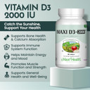 Maxi-Health Vitamin D3 2000 Iu - For Healthy Muscle Function, Bone Health And Immune Support  90 Tablets  Best Kosher Supplement For Adults