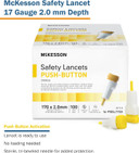 Mckesson Lancets For Diabetes Testing [100 Count] Lancing Device For Blood And Glucose Test, 17G X 2.0 Mm, Push Button Activation, Sterile, Single Use