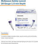 Mckesson Lancets For Diabetes Testing [300 Count] Lancing Device For Blood And Glucose Test, 28G X 1.5 Mm, Push Button Activation, Sterile, Single Use