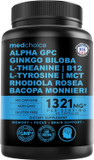 Medchoice 12-In-1 Nootropic Ginkgo Biloba For Brain Support, Memory And Focus - B12, Alpha Gpc, L Theanine And Choline Supplements With Bioperine Non Caffeinated 1321Mg (240Ct)