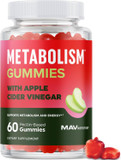 Metabolism Gummies With Apple Cider Vinegar | Energy, Digestion & Lean Body Mass Support | Apple Cider Vinegar Gummies With The Mother, B12 & Folate | Metabolism Support For Women & Men | 60 Ct