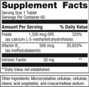 Metagenics Intrinsi Vitamin B12-Folate - Nervous System & Heart Health Support* - With Intrinsic Factor For Absorption* - Vitamin B12 & Folate - Methylcobalamin - 60 Tablets