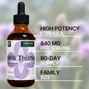 Milk Thistle 4 Fl Oz Liquid Extract - Natural Liver Support Drops - Cleanse And Detox Herbal Supplement - Silybum Marianum Tincture For Man & Woman - Family Size - High Potency - 90-Day Supply