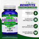 Moringa - Certified Organic Superfood, Whole Body Wellness, Natural Energy Support, Supports Healthy Metabolism - 100 Vegan Capsules