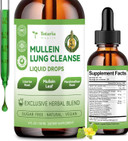 Mullein Drops For Lungs With Licorice, Marshmallow Root, Chlorophyll, 4 Fl.Oz Sugar Free Mullein Drops For Lung Detox, Respiratory & Immune Wellness, Lung & Bronchial Cleanse For Smokers, No Alcohol
