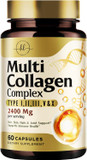 Multi Collagen Peptides Supplement  Type I, Ii, Iii, V, X  Hydrolyzed Multi Collagen Complex Capsules For Women & Men  Supports Vital Hair, Skin, Nails, Joints, Bones & Gut Health  60 Capsules