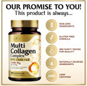 Multi Collagen Peptides Supplement  Type I, Ii, Iii, V, X  Hydrolyzed Multi Collagen Complex Capsules For Women & Men  Supports Vital Hair, Skin, Nails, Joints, Bones & Gut Health  60 Capsules