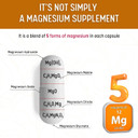 Multi Magnesium Complex Supplement 500Mg - 5 Active Bioavailable Forms  Hydroxide, Malate, Oxide, Citrate, Glycinate - Bone, Heart, & Muscle Support