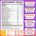 Multivitamin Filled Gummies For Teen Boys Girls 12-17, 18, 19, Kids 10+ Multivitamin With Omega 3, Calcium + Magnesium + Zinc, Multi-Minerals For Adolescent 10-19S Brain, Bone, Energy, Immune