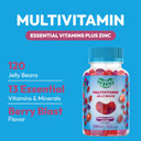 Multivitamin Jelly Bean Gummies With Zinc For Men And Women, Immune Support Dietary Supplements For Adults, Vegetarian, 120 Berry Blast Jelly Beans, Kosher