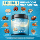 Mushroom Coffee,10 Adaptogenic Mushrooms With Oatmeal Powder Mct Oil, Hydrolyzed Collagen, Instant Coffee With Lion'S Mane, Chaga, Cordyceps, L-Theanine For Energy, Focus, Digestion And Immunity, 160G