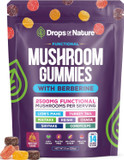 Mushroom Gummies & Berberine Supplement - Lion'S Mane, Turkey Tail, Maitake, Reishi, Chaga, Shiitake & Cordyceps - Organic Mushroom Supplement - Boosts Focus & Immune System (Mixed Fruits, 60 Gummies)