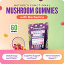 Mushroom Gummies & Berberine Supplement - Lion'S Mane, Turkey Tail, Maitake, Reishi, Chaga, Shiitake & Cordyceps - Organic Mushroom Supplement - Boosts Focus & Immune System (Mixed Fruits, 60 Gummies)