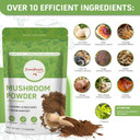 Mushroom Powder Mushroom Supplement - 10-In-1 Mushrooms Lions Mane Powder With Reishi/Cordyceps/Chaga/Turkey Tail/Maitake/Complex For Cognitive Function & Immune Support 78 Servings 2Pcaks