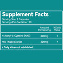 Nac Supplement N-Acetyl Cysteine 800Mg, With Milk Thistle 200Mg, Non-Gmo, Gluten Free - 60 Capsules